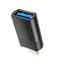 Адаптер HOCO UA17 iP Male to USB female USB2.0 adapter Black  - фото № 3