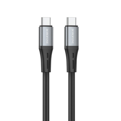 Кабель BOROFONE BX88 Solid 60W silicone charging data cable for Type-C to Type-C Black (BX88CCB) - зображення 1