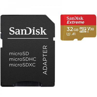 microSDHC (UHS-1 U3) SanDisk Extreme Action A1 32Gb Class 10 V30 (R100Mb/s, W60Mb/s) (adapter SD) TP - зображення 1