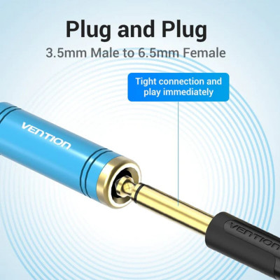 Адаптер Vention 3.5mm Male to 6.35mm Female Audio Adapter Blue Aluminum Alloy Type (VAB-S04-L) - изображение 4