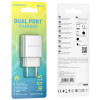 Мережевий зарядний пристрій BOROFONE BA53A Powerway dual port charger White (7068)- № 2