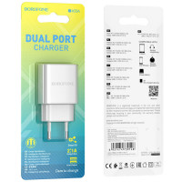 Мережевий зарядний пристрій BOROFONE BA53A Powerway dual port charger White (Цвет 7068) - фото № 2