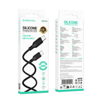 Кабель BOROFONE BX113 Lenny 60W silicone charging data cable C to C(L=2M) Black (Цвет 7073) - фото № 5