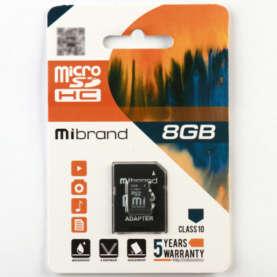 microSDHC Mibrand 8Gb class 10 (adapter SD) - изображение 1