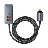 Автомобільний зарядний пристрій Baseus Share Together PPS multi-port Fast charging with extension cord 120W 2U+2C Gray (Серый)- № 5