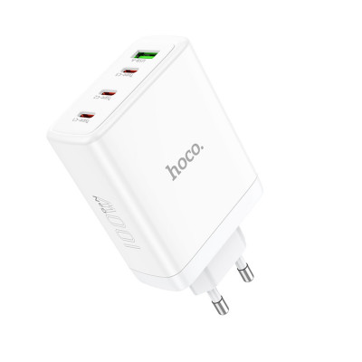 Мережевий зарядний пристрій HOCO N31 Leader PD100W four-port(3C1A) fast charger White (6931474784179) - зображення 1