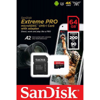 Карта пам'яті microSDXC (UHS-1 U3) SanDisk Extreme Pro A2 64Gb class 10 V30 (R200MB/s,W90MB/s) (adapter)  - фото № 2