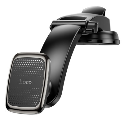 Тримач для мобільного HOCO CA107 Center console magnetic car holder Black Metal Gray - зображення 1