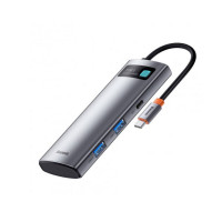 USB-хаб Baseus Metal Gleam Series 7-in-1 Multifunctional Type-C HUB Docking Station Gray（Type-C to HDMI*1+USB3.0*2+USB-C*1+PD*1+SD/TF*1) (Цвет Gray) - фото № 2