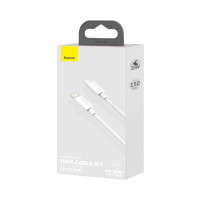 Кабель Baseus Simple Wisdom Data Cable Kit USB to iP PD 20W (2PCS/Set）1.5m White (Колір Белый) - фото № 8