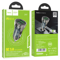 Автомобільний зарядний пристрій HOCO Z47 Transparent Discovery Edition dual port QC3.0 18W Transparent Black (Цвет 7073) - фото № 5