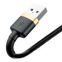 Кабель Baseus Cafule Cable USB For Lightning 2.4A 1m Gold+Black (Колір Черный) - фото № 2