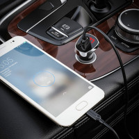 Автомобільний зарядний пристрій BOROFONE BZ15 Auspicious dual port digital display (Micro) (Цвет 7073) - фото № 4
