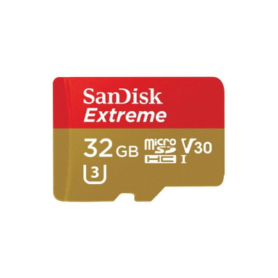 microSDHC (UHS-1 U3) SanDisk Extreme Action A1 32Gb class 10 V30 (R100MB/s, 667x) (adapter SD) - изображение 1