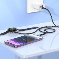 Бездротовий зарядний пристрій HOCO CW54 2-in-1 charging cable iP+iWatch Black (Цвет Черный) - фото № 5