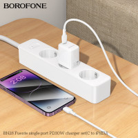 Мережевий зарядний пристрій BOROFONE BN28 Fuente single port PD30W charger (EU) White (Колір Білий) - фото № 8