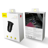 Автомобільний зарядний пристрій Baseus Circular Plastic А+А 30W Black (Колір Черный) - фото № 6