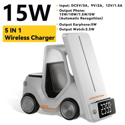 Бездротовий зарядний пристрій ESSAGER (color box) Forklift desktop wireless charger 15w White - изображение 2