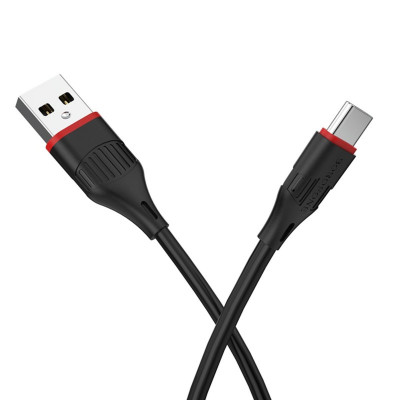 Кабель BOROFONE BX17 USB to Type-C 2A, 1м, ПВХ, разъемы TPE, Черный (BX17CB) - изображение 1