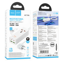 Мережевий подовжувач HOCO AC10A Barry PD65W GaN (2C2A with 1 socket) desktop charger White (Цвет Білий) - фото № 6