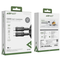Кабель ACEFAST C4-03 Type-C to Type-C 5A, 100W, 2m, nylon, zinc connectors, Black (Колір Черный) - фото № 3