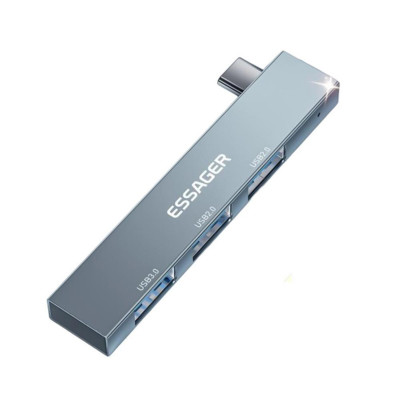 USB-hub ESSAGER (opp bag) Fengyang  3 in 1 Splitter Silver - зображення 4