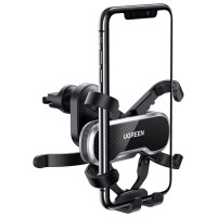 Автотримач для телефона UGREEN LP228 Gravity Drive Air Vent Car Mount Phone Holder With Arc-Shaped mounting clip Black (Колір Black) - фото № 4