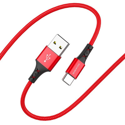Кабель BOROFONE BX20 USB to Type-C 2A, 1м, нейлон, разъемы TPE, Красный (BX20CR) - изображение 1