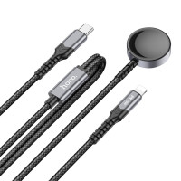 Бездротовий зарядний пристрій HOCO CW54 2-in-1 charging cable iP+iWatch Black (Цвет Черный) - фото № 2