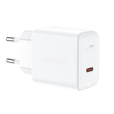 Мережевий зарядний пристрій ACEFAST A21 30W GaN single USB-C charger White - зображення 1