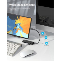 USB-хаб Vention Type-C to 4-Port USB 3.0 Hub with Power Supply Black 0.5M ABS Type (Цвет Черный) - фото № 3