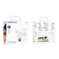 Бездротові навушники BOROFONE FQ7 Treasure wireless ANC+ENC noise reduction BT headset White (Цвет Білий) - фото № 2