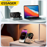 Бездротовий зарядний пристрій Essager  Ruicheng desktop magnetic suction three in one wireless charging of 15W black (Цвет 7073) - фото № 3