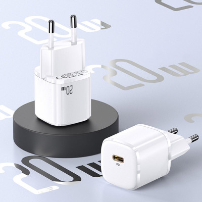 Мережевий зарядний пристрій Usams US-CC124 T36 20W Super Si PD Fast Charger(EU) White - зображення 2