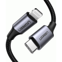 Кабель UGREEN US304 USB-C to Lightning M/M Cable Aluminum Shell Braided 2m (Black) (UGR-60761) (Цвет Черный) - фото № 2