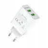 Зарядный пристрій Vention Двухпортовое настенное зарядное устройство USB(A+A) (18Вт/18Вт) Вилка европейского стандарта, белая (FBAW0-EU) - изображение 3