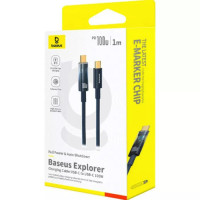 Кабель Baseus Explorer Charging Cable USB-C to USB-C 100W with Auto Shutdown  1m Deepsea Blue  - фото № 2