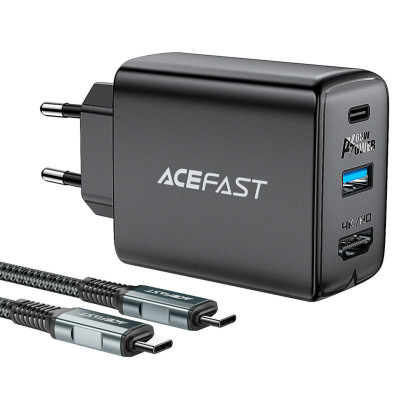 Мережевий зарядний пристрій ACEFAST A17 65W GaN multi-function HUB charger set Black (AFA17B) - зображення 1
