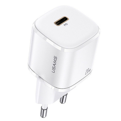 Мережевий зарядний пристрій Usams US-CC124 T36 20W Super Si PD Fast Charger(EU) White - зображення 1