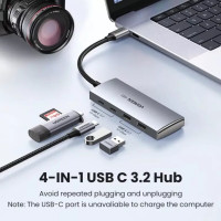 USB-хаб UGREEN CM480 USB-C to 2× USB 3.2+2×USB-C Adapter 10G (UGR-30758) (Цвет Metal Gray) - фото № 4