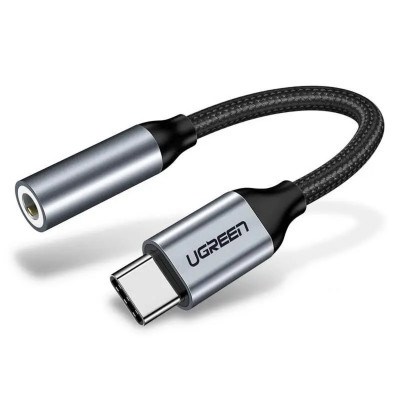 Аудіо кабель UGREEN AV142 USB Type C to 3.5mm Female Cable 10cm (Gray) (UGR-30632) - зображення 1
