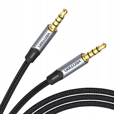 Кабель Vention TRRS 3.5MM Male to Male Aux  Cable 1M Gray (BAQHF) - изображение 1