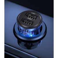 Автомобільний зарядний пристрій Usams US-CC162 C31 15W Transparent Dual USB A+A Mini Car Charger (Цвет Черный) - фото № 4