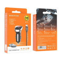 Автомобільний зарядний пристрій BOROFONE BZ15 Auspicious dual port digital display (Micro) (Цвет 7073) - фото № 5