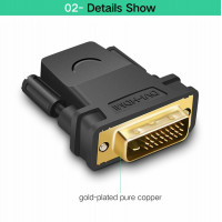 Кабель UGREEN 20124 DVI 24+1 Male to HDMI Female Adapter (Black) (UGR-20124) (Цвет 7073) - фото № 3