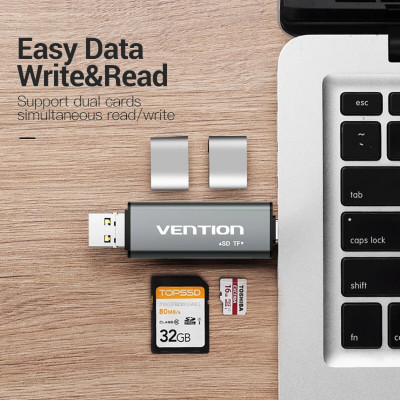 Картрідер Vention USB2.0 Multi-function Card Reader Gray (CCJH0) - изображение 4