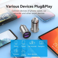 Автомобільний зарядний пристрій Vention Two-Port USB A+A(30/30) Car Charger Gray Mini Style Aluminium Alloy Type (FFEH0) (Цвет Серый) - фото № 4