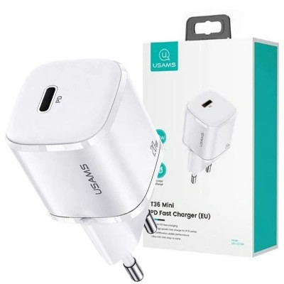 Мережевий зарядний пристрій Usams US-CC124 T36 20W Super Si PD Fast Charger(EU) White - зображення 3