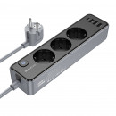 Мережевий подовжувач BOROFONE BAC8 Power 3-position socket(1C3A)(EU/GER)(L=2M) Black