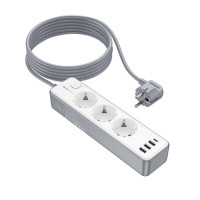 Мережевий подовжувач BOROFONE BAC9 Power 3-position socket(PD20W/1C3A)(EU/GER)(L=3M) White (Цвет 7068) - фото № 6